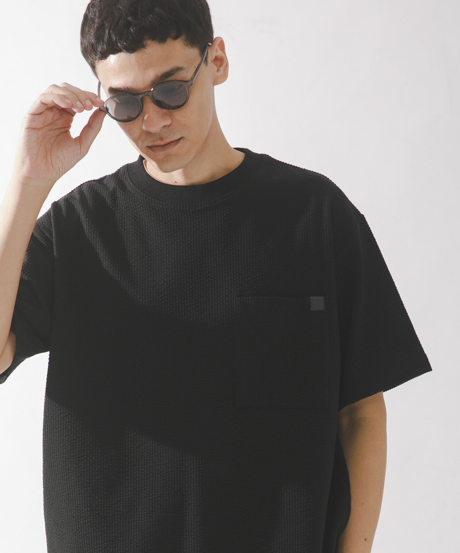 Sonny Label 「カットシアサッカーショートスリーブTシャツ」|Tシャツ・カットソー|ブラック