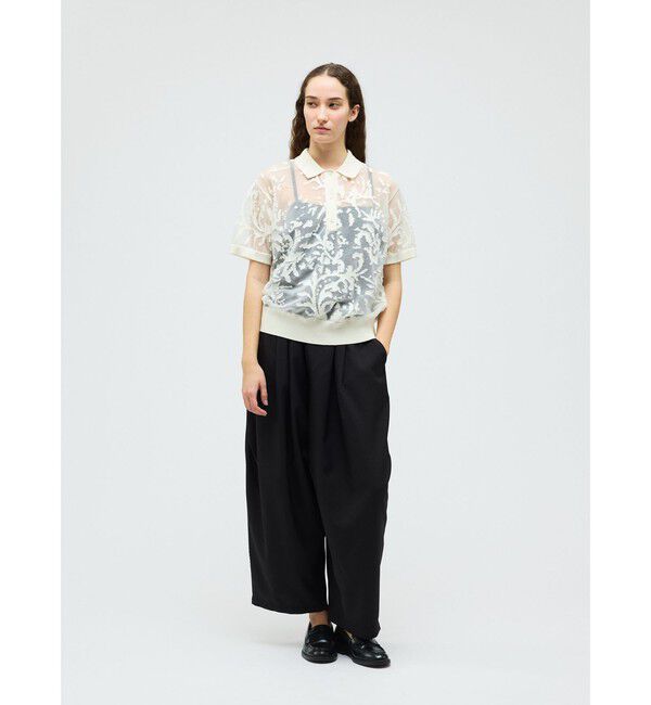 mizuiro ind「mizuiro ind メッシュ刺繍ポロプルオーバー」|Tシャツ・カットソー|