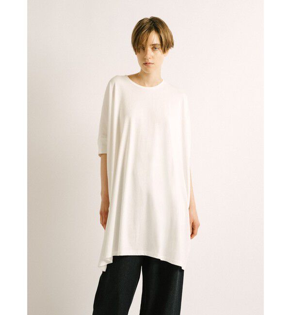 mizuiro ind「mizuiro ind ワイドクルーネックチュニック」|Tシャツ・カットソー|オフホワイト
