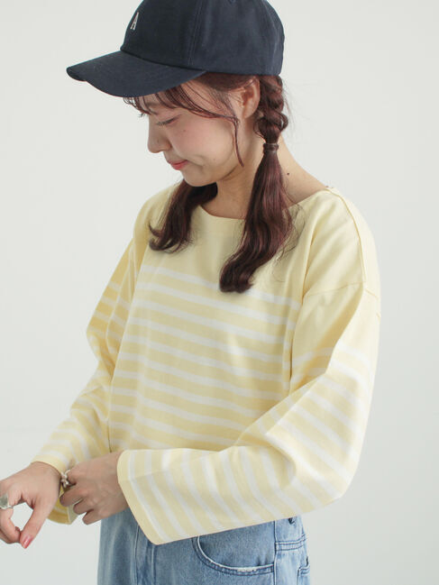 Samansa Mos2「パネルボーダーバスクシャツ」|Tシャツ・カットソー|イエロー
