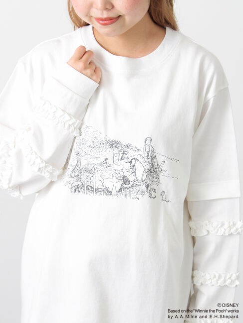 Samansa Mos2「【Disney】くまのプーさん袖フリルロンT」|Tシャツ・カットソー|オフホワイト