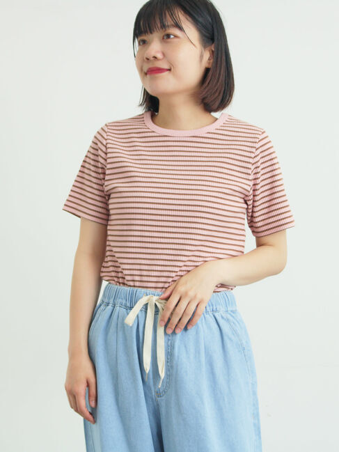 Samansa Mos2「【接触冷感】柄アソート半袖リブカットソー」|Tシャツ・カットソー|ピンク