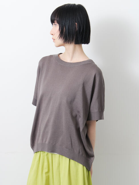 Samansa Mos2「◇【マシンウォッシャブル.接触冷感】麻タッチニットPO」|ニット・セーター|チャコールグレー