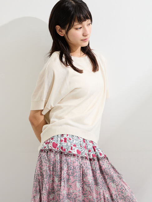 Samansa Mos2「◇【マシンウォッシャブル.接触冷感】麻タッチニットPO」|ニット・セーター|