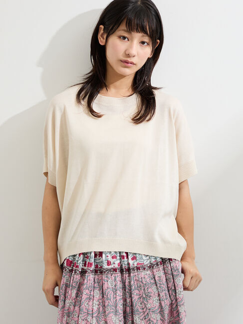 Samansa Mos2「◇【マシンウォッシャブル.接触冷感】麻タッチニットPO」|ニット・セーター|