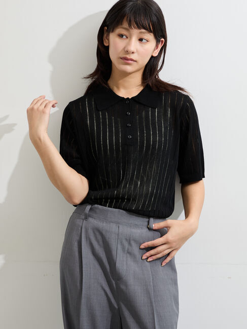 Samansa Mos2「針抜きニットポロ」|ニット・セーター|