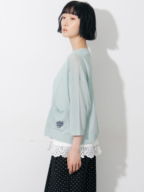 Samansa Mos2「【接触冷感】ワンポイント刺繍カーディガン」|カーディガン|