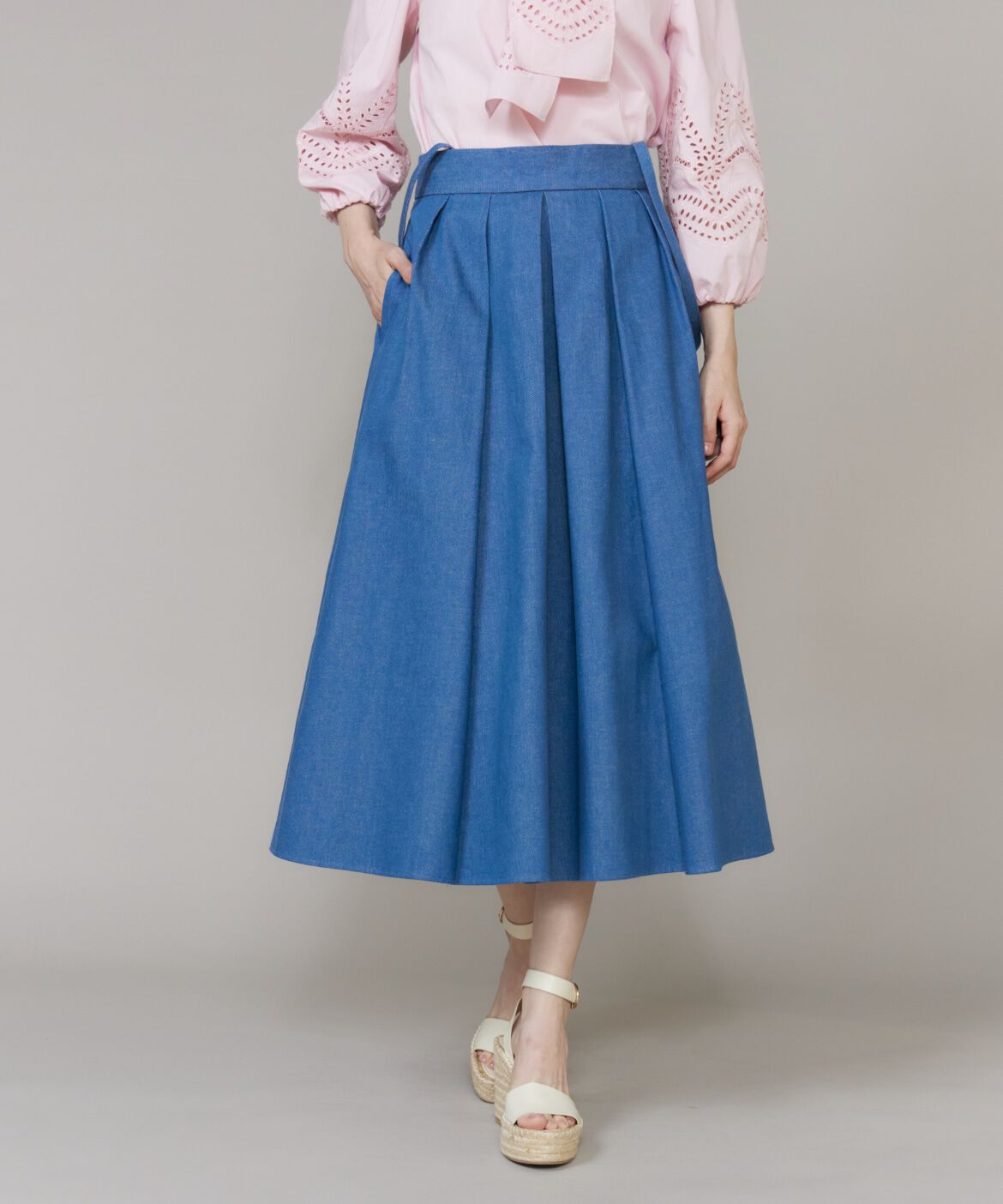 Maglie le cassetto「《WEB･POPUP限定》ｻｽﾍﾟﾝﾀﾞｰ付きﾃﾞﾆﾑﾀｯｸｽｶｰﾄ《M Maglie le」|スカート|