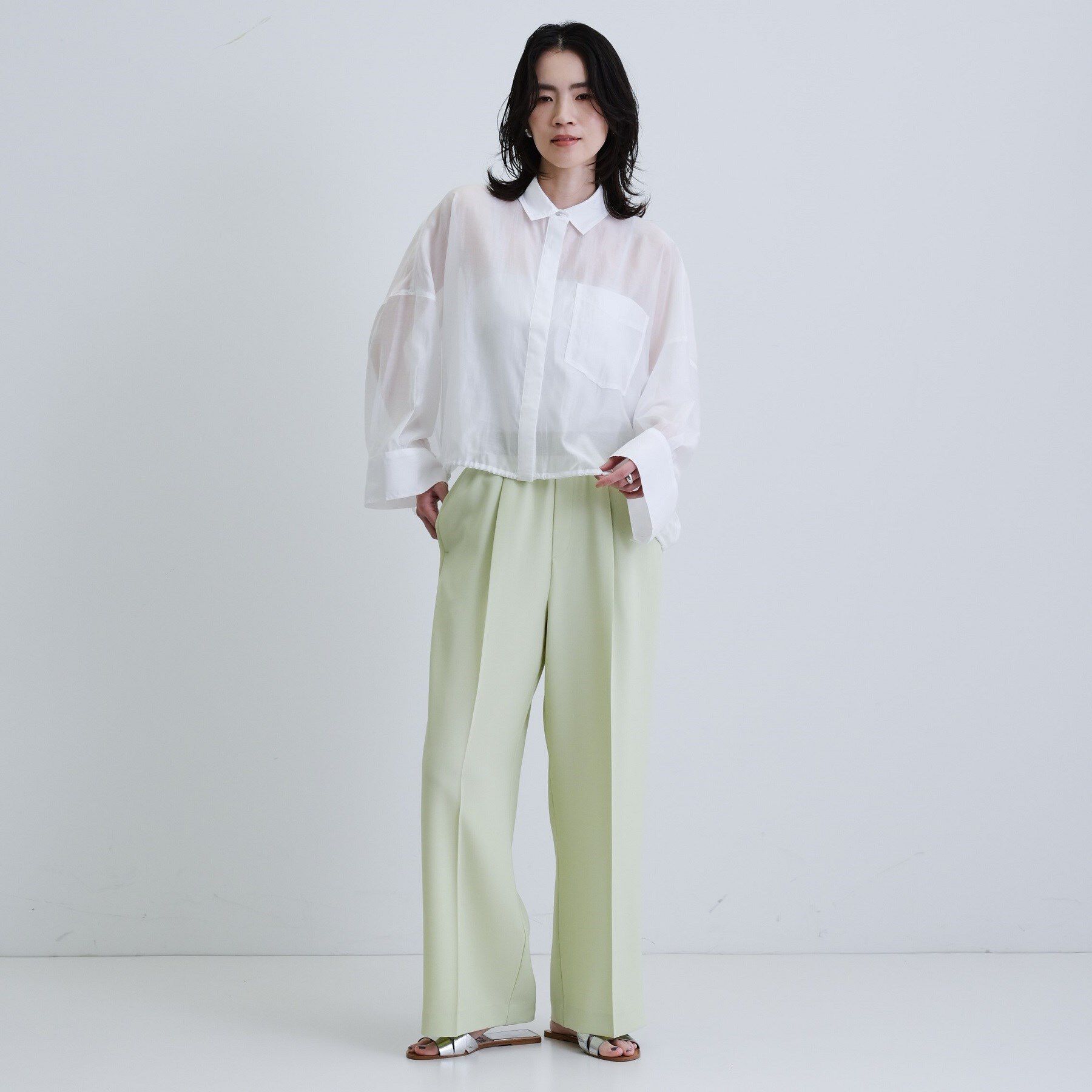 GALLEST「【再入荷】シアーローンステンカラーシャツ/シアーシャツ/シアートップス」|シャツ・ブラウス|