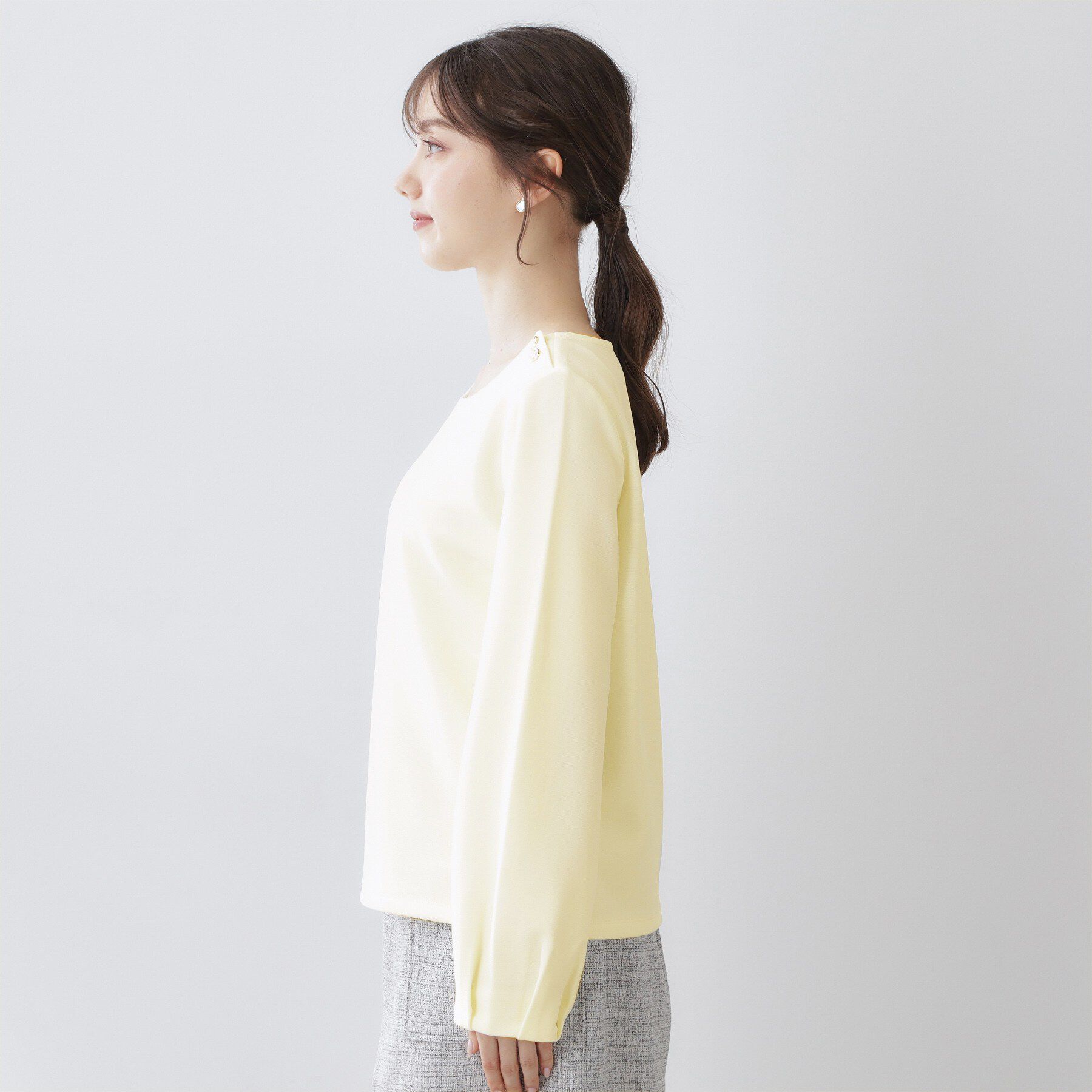 index「肩ボタンボートネックトップス【洗濯機OK】」|Tシャツ・カットソー|