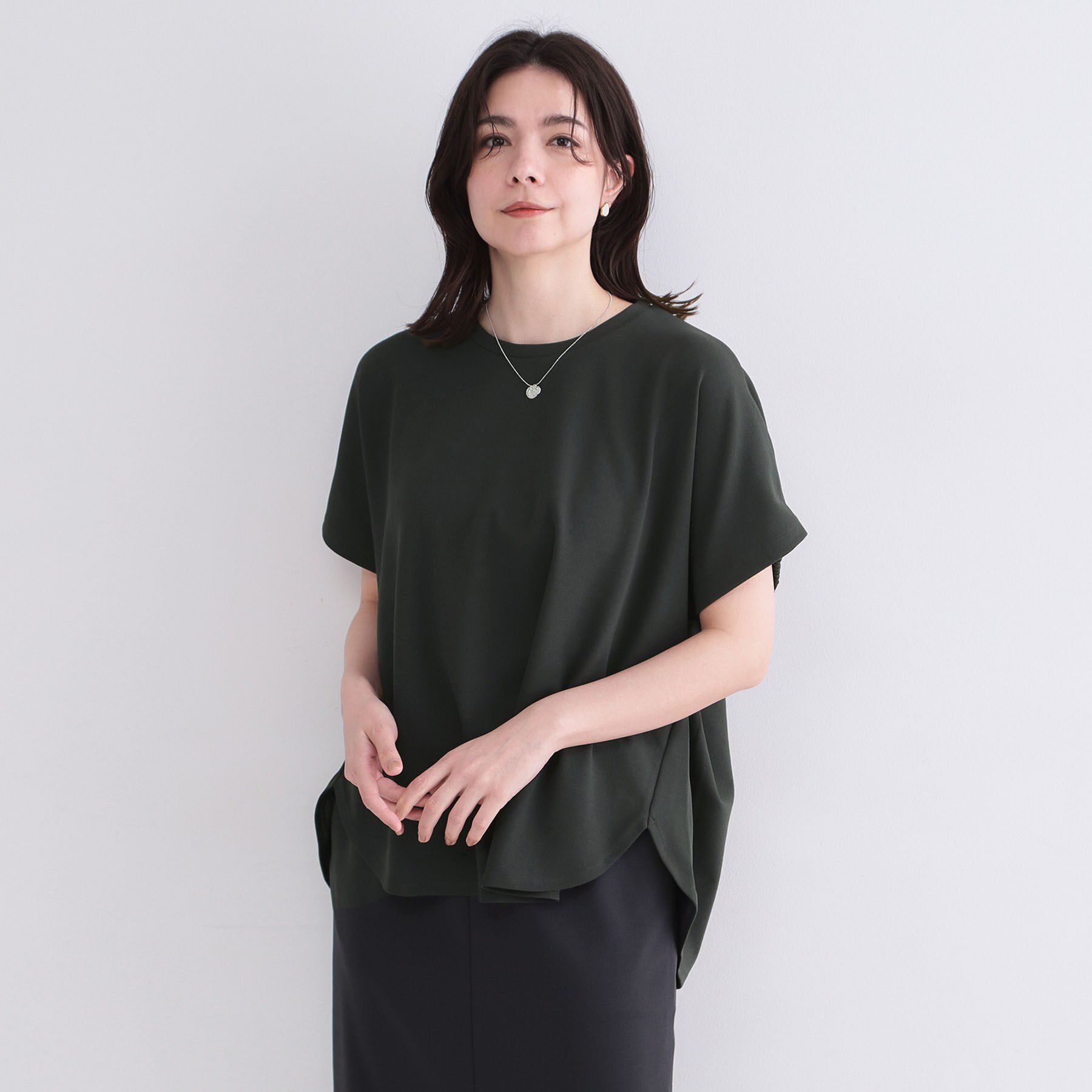 OPAQUE.CLIP「【UV／吸水速乾】リラクシードルマントップス／セットアップ対応可《洗濯機OK》」|Tシャツ・カットソー|チャコールグレー(0