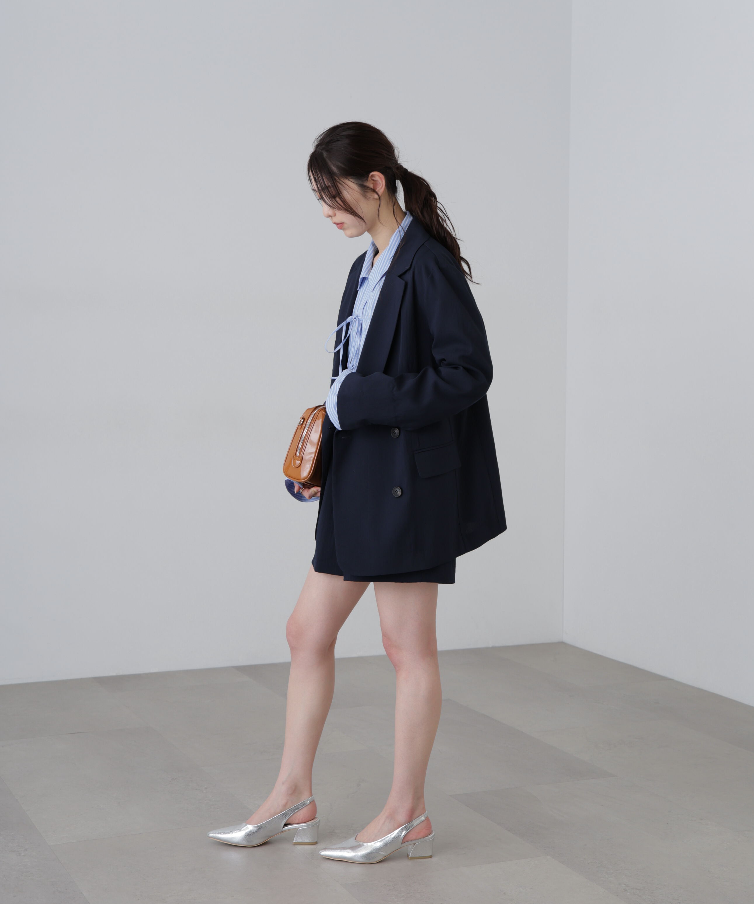  「麻調合繊タックベルト付きショートパンツ」|その他|