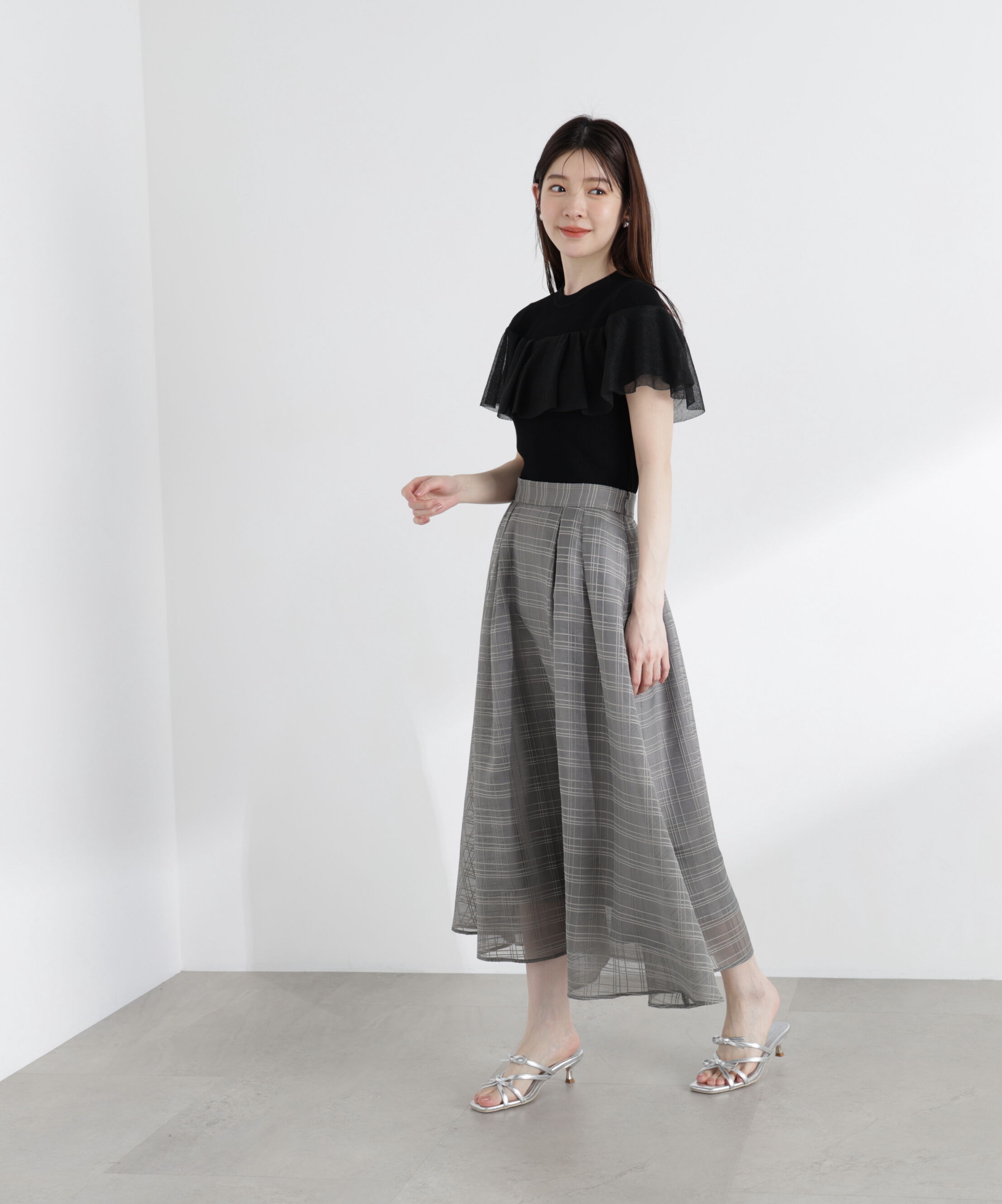 PROPORTION BODY DRESSING「＜中川紅葉さん着用＞シアーチェックタックスカート」|スカート|