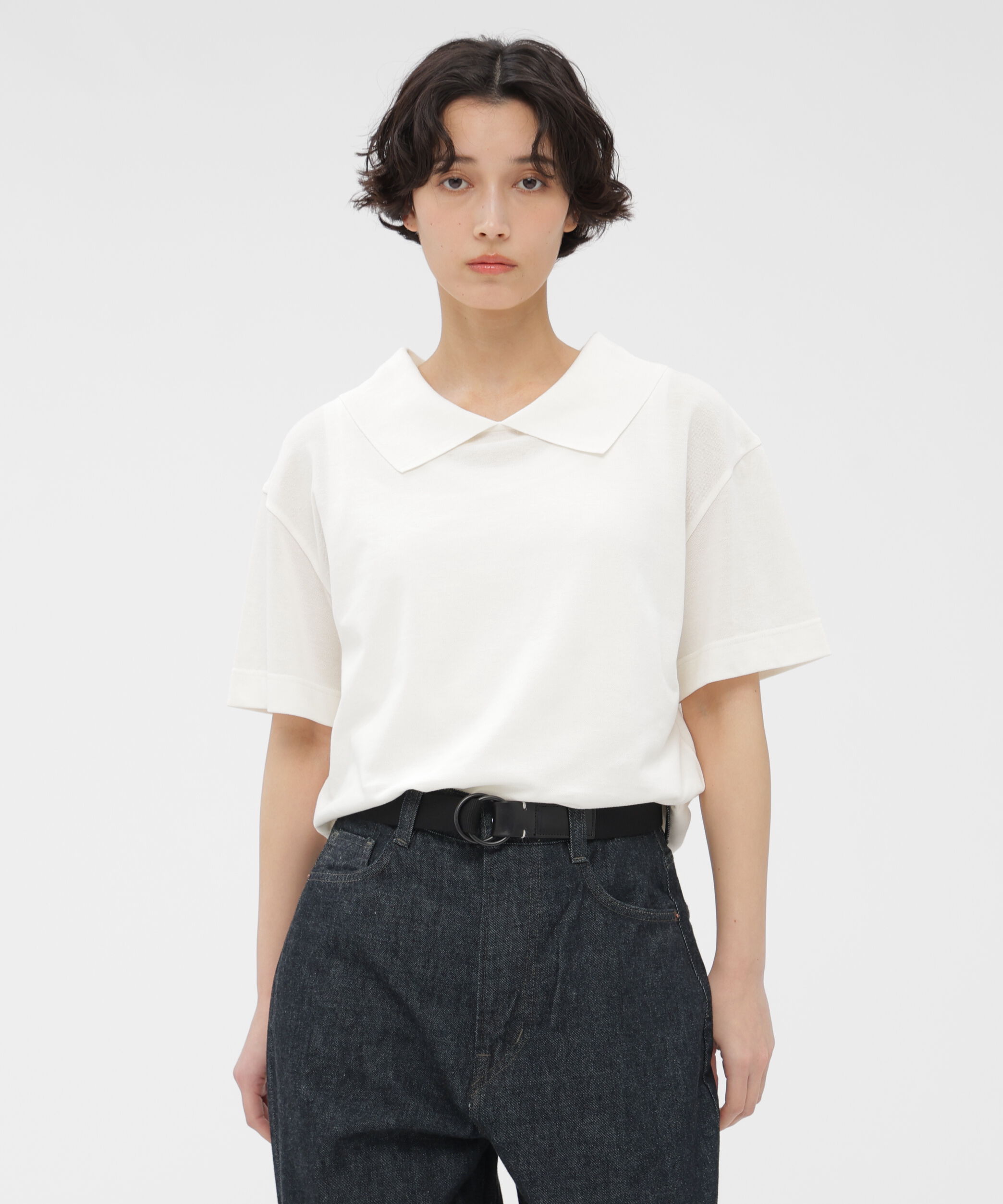  「COTTON LINEN PIQUE JERSEY TOP」|Tシャツ・カットソー|IVORY1