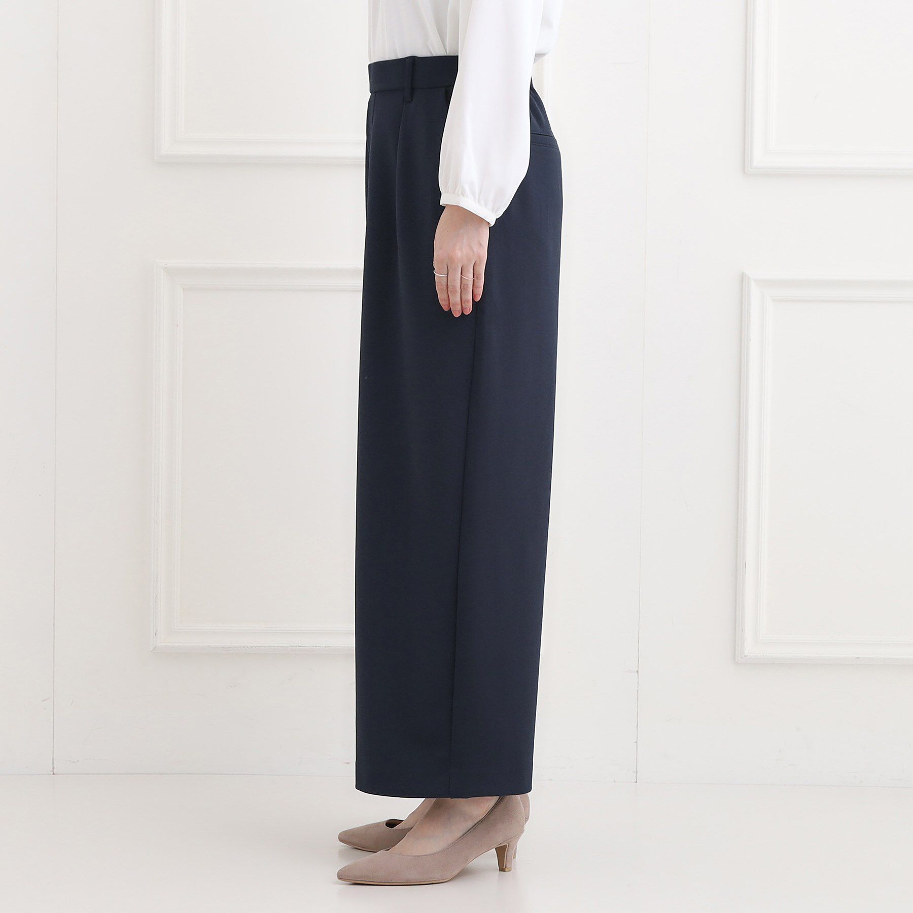SHOO･LA･RUE「【洗濯機可/セットアップ可/S-3L】きちんと楽に。カットジョーゼットワイドパンツ」|その他|
