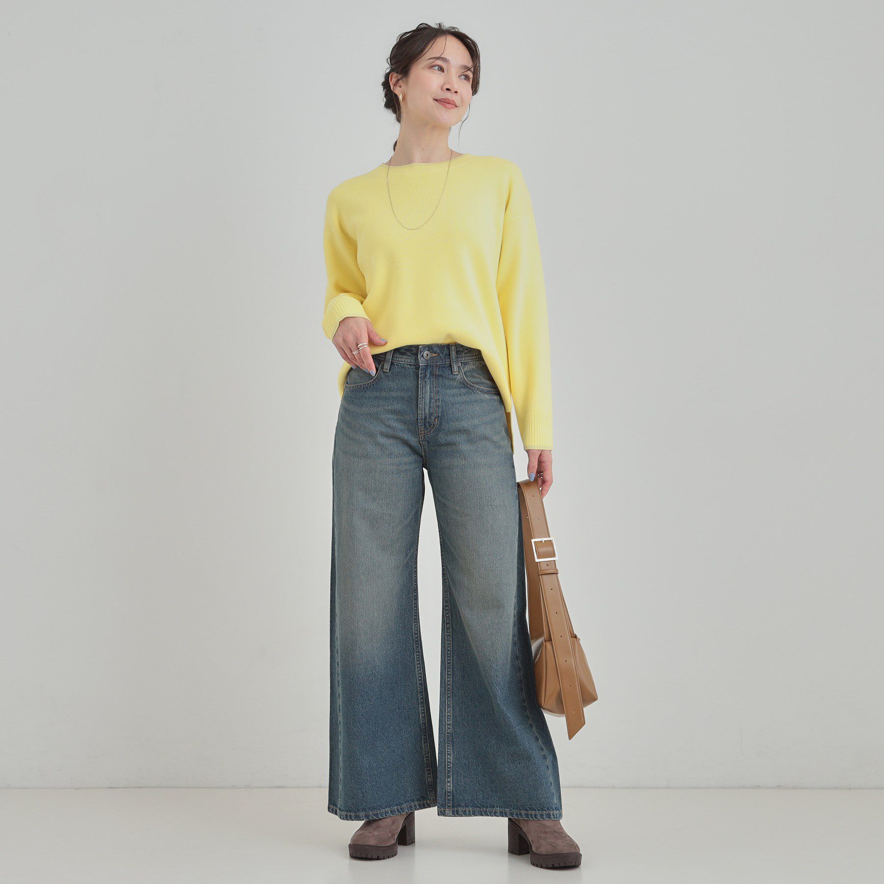 SHOO･LA･RUE「【SHOO・LA・RUE DENIM/S-LL】体型カバーにも バギーデニムワイドパンツ」|デニム|