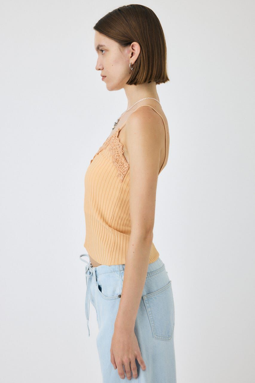 MOUSSY「LACE TRIM RIB キャミソール」|キャミソール|