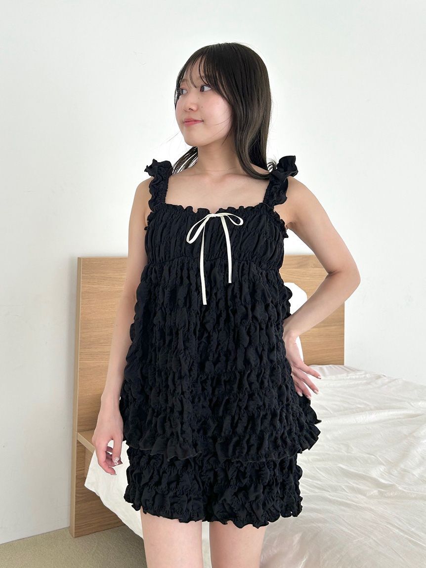 SNIDEL HOME「シャーリングチュニックタンクトップ」|ルームウェア|BLK