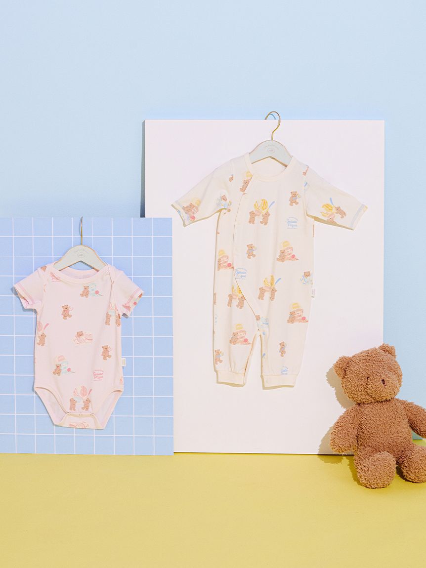 GELATO PIQUE KIDS & BABY「【新生児】【接触冷感】アイスクリームベア柄２WAYオール」|ロンパース|