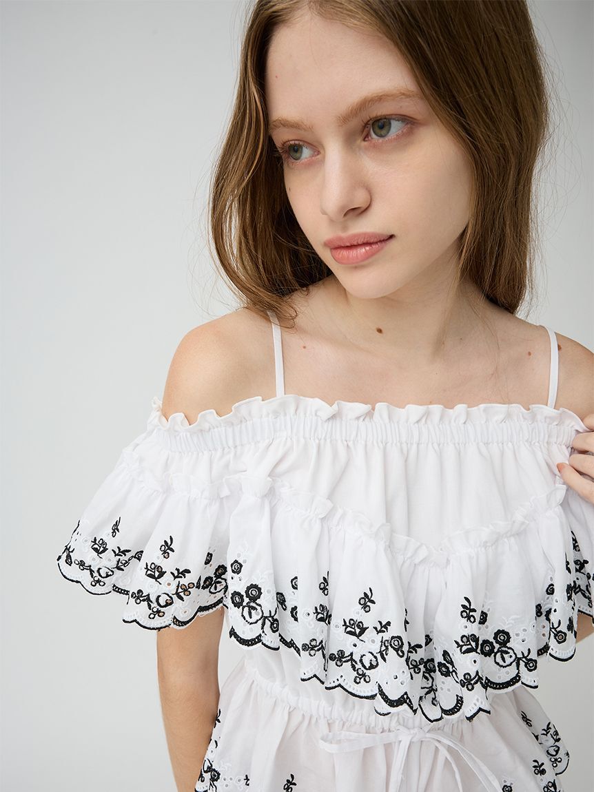 LILY BROWN「コットンレースオフショルトップス」|Tシャツ・カットソー|