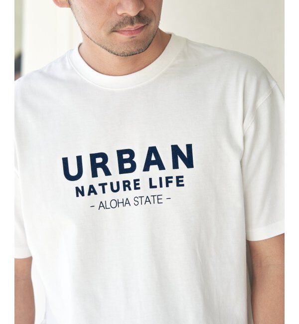 ikka「URBAN NATURE LIFE アーバンネイチャーライフ フロッキープリントTシャツ」|Tシャツ・カットソー|
