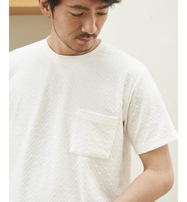 ikka「ヘリンボンフクレジャカードTシャツ」|Tシャツ・カットソー|ホワイト