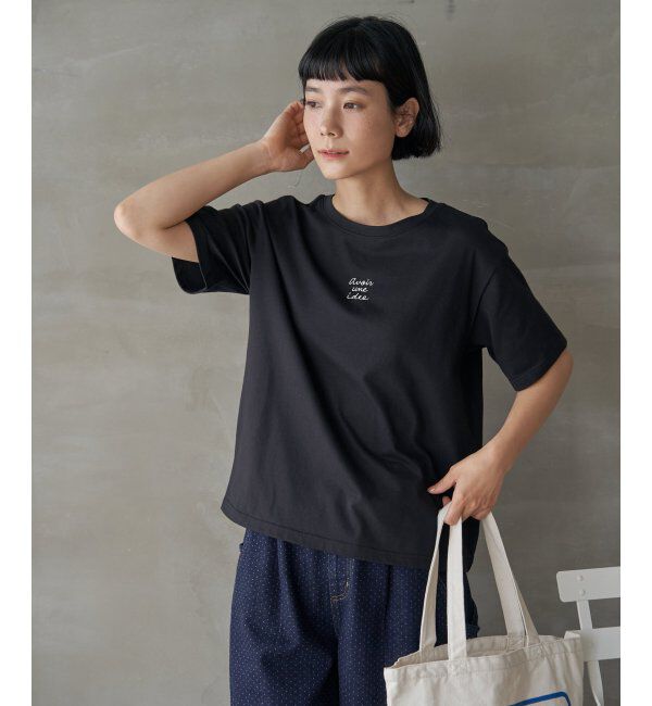 Lbc with Life「ミニロゴ刺繍Tシャツ」|Tシャツ・カットソー|ブラック