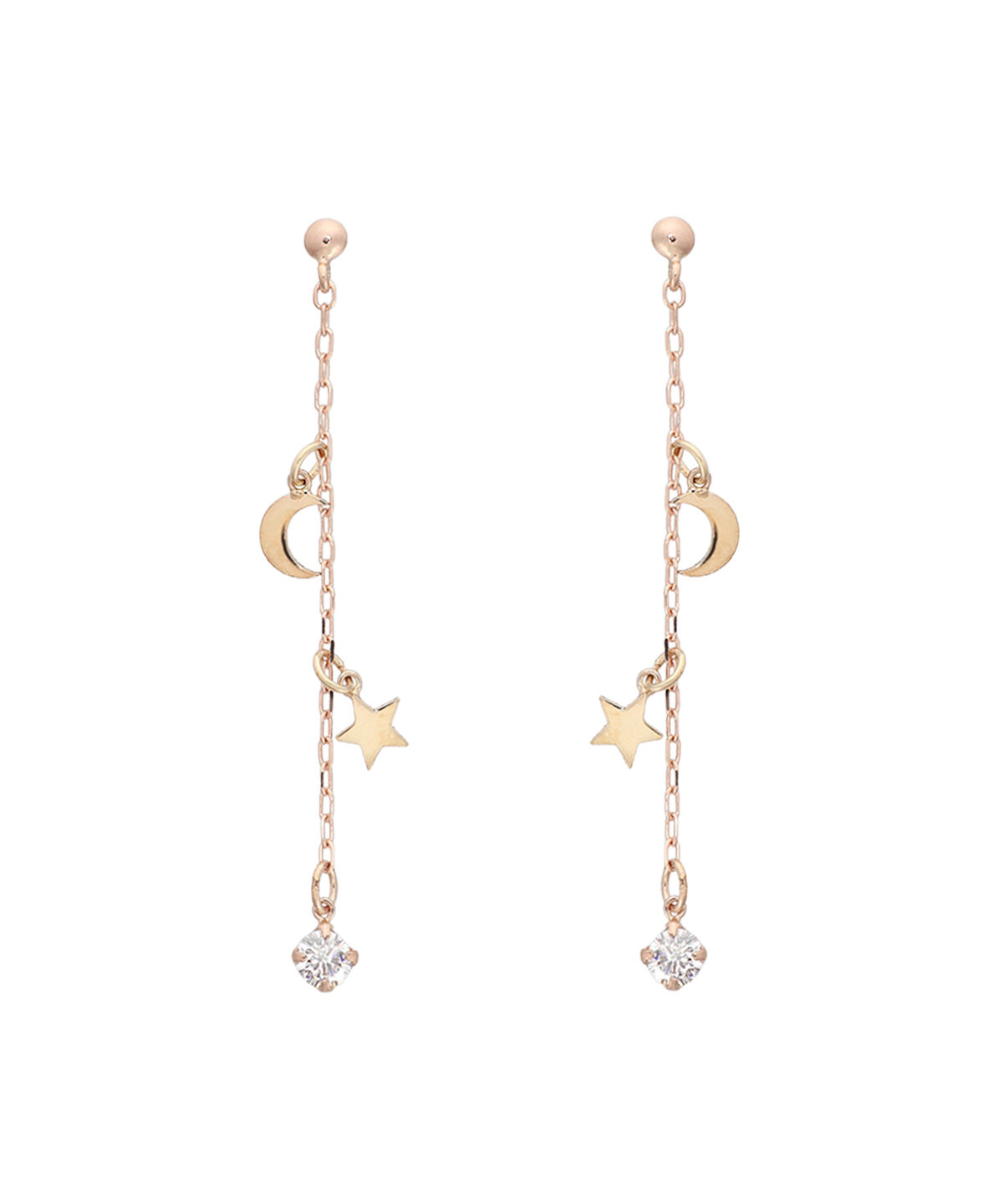Samantha Tiara「K10 PG チェーンピアス(スター)」|ピアス|K10 PG