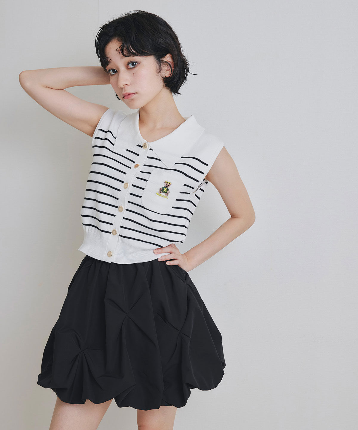 REDYAZEL「Azelyポロニットノースリーブプルオーバー」|ニット・セーター|