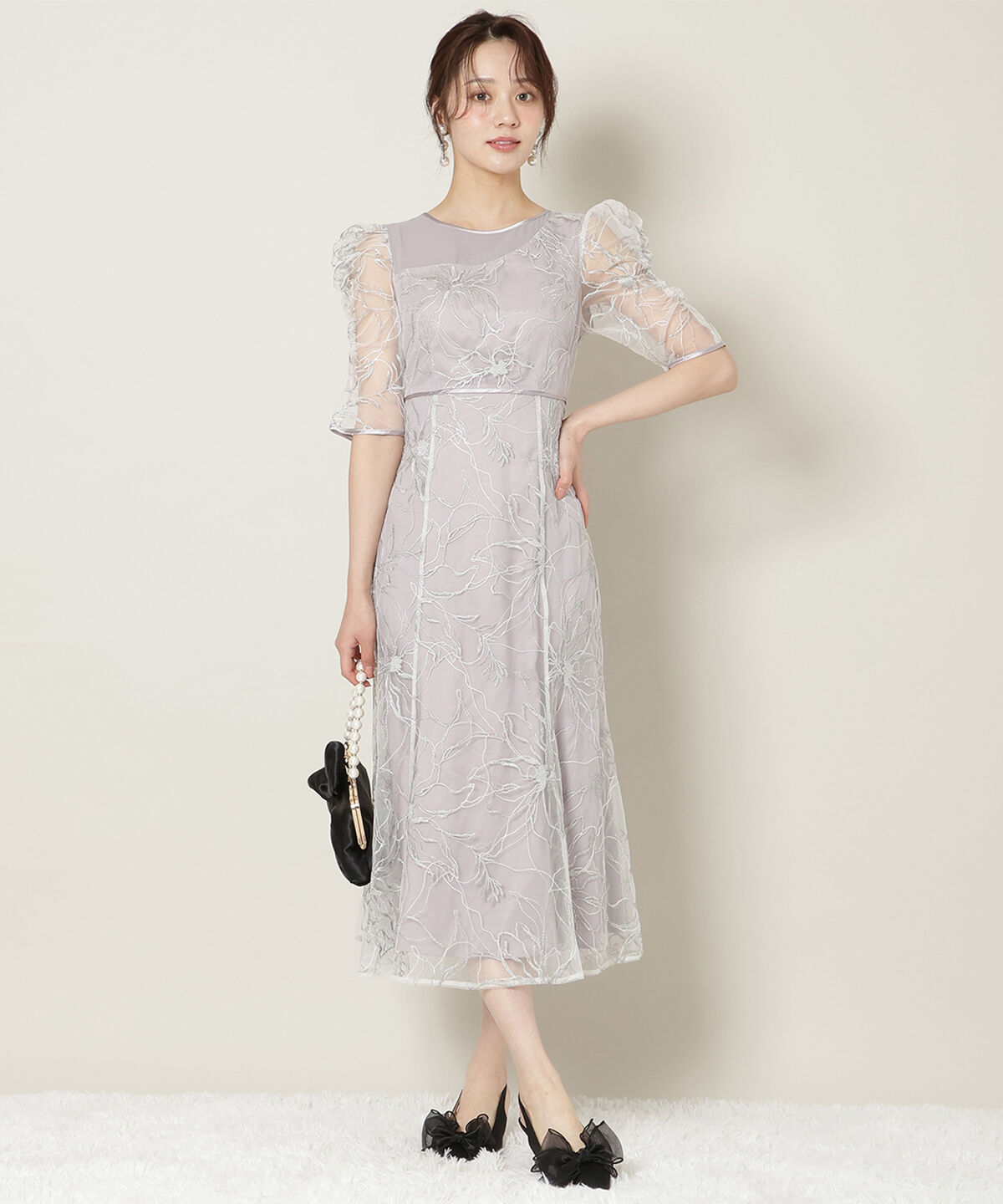 WILLSELECTION「刺繍レースアシンメトリーマーメイドワンピース」|ドレス|ラベンダー