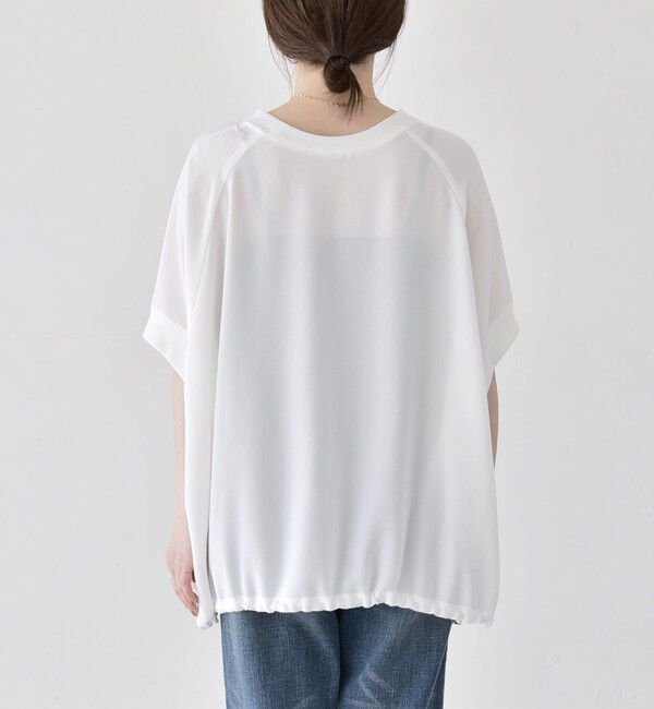 quaranciel「《一部追加予約》quaranciel:〈手洗い可能〉ジョーゼット ハーフスリーブ ドロスト ルーズ ブラウス」|シャツ・ブラウス|