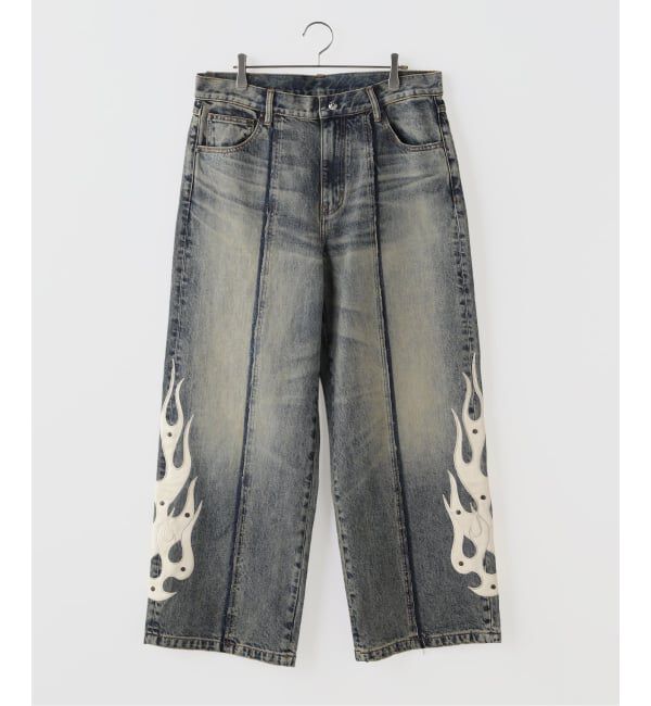 JOINT WORKS「SUPPLIER / サプライヤー Fire Tribal Leather Patch Baggy」|デニム|