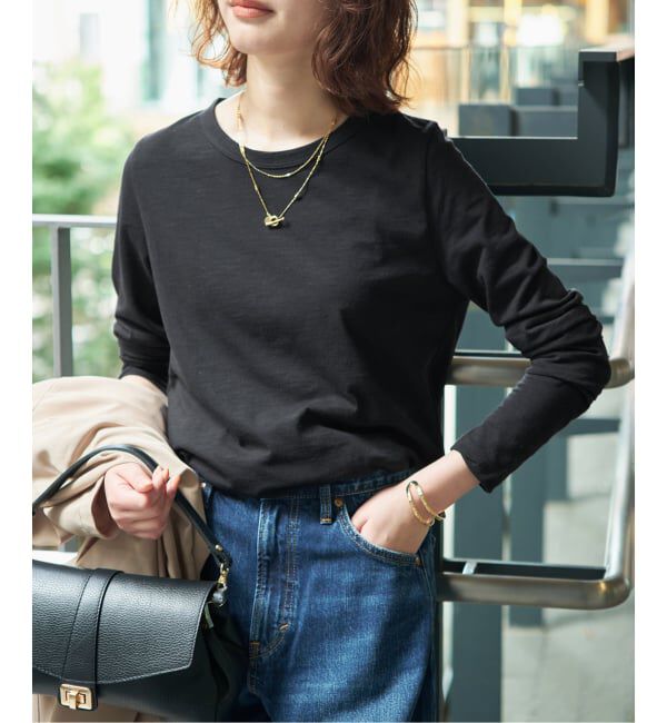 SLOBE IENA「シアー天竺クルーネックロンTEE」|Tシャツ・カットソー|ブラック