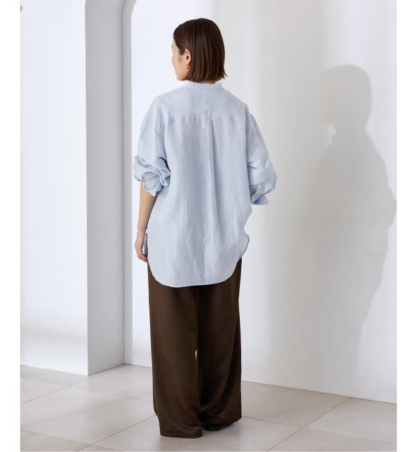 IENA「《一部カラーWEB限定》ラミーリヨセルバンドカラーシャツ」|シャツ・ブラウス|