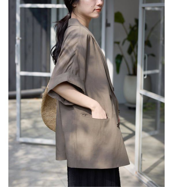 SLOBE IENA「《セットアップ対応可》リネン混ハーフスリーブジャケット」|その他|