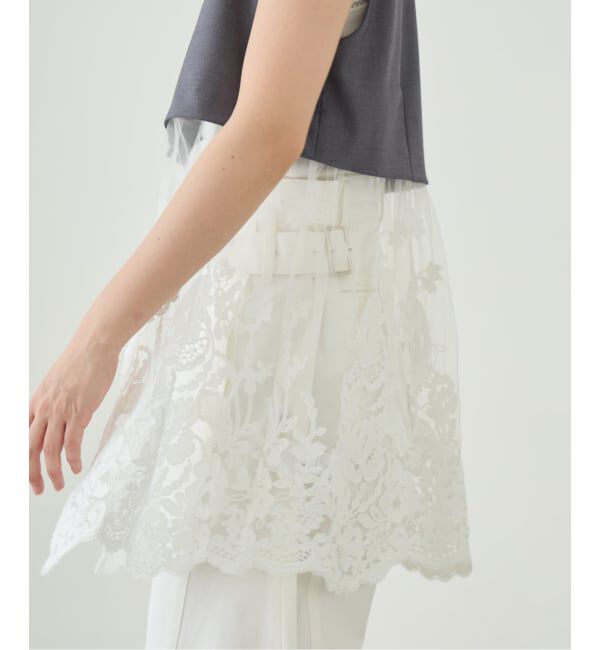 IENA LA BOUCLE「IENA LA BOUCLE チュールレースノースリーブベスト」|ベスト・ジレ|グレーA