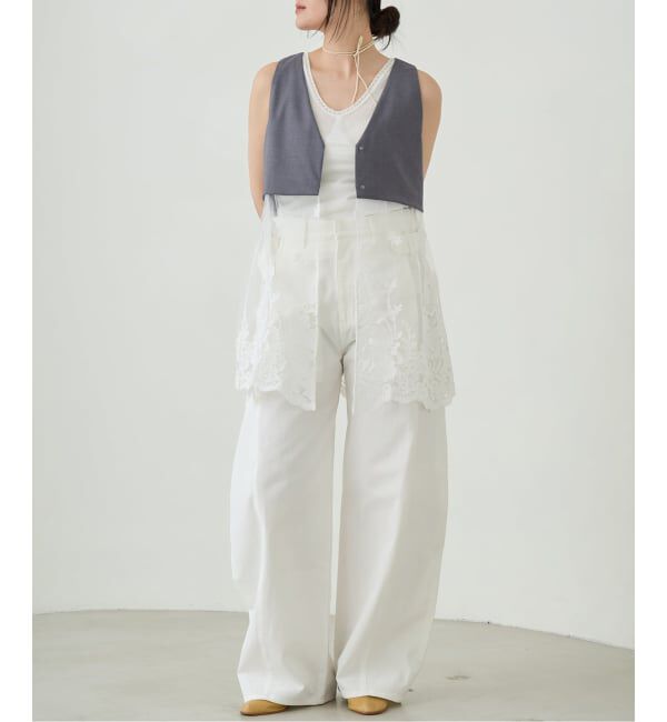 IENA LA BOUCLE「IENA LA BOUCLE チュールレースノースリーブベスト」|ベスト・ジレ|