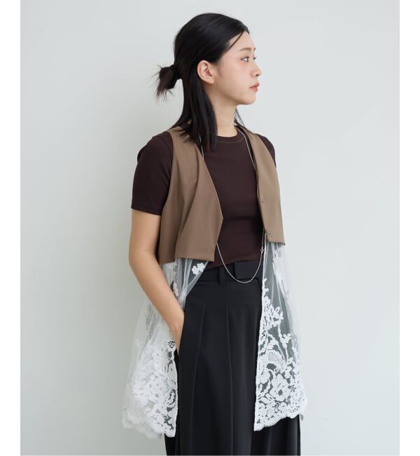 IENA LA BOUCLE「IENA LA BOUCLE チュールレースノースリーブベスト」|ベスト・ジレ|