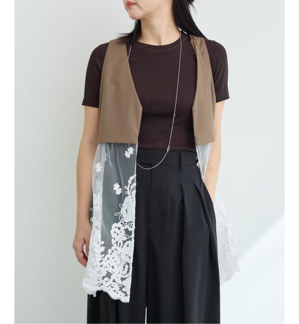 IENA LA BOUCLE「IENA LA BOUCLE チュールレースノースリーブベスト」|ベスト・ジレ|