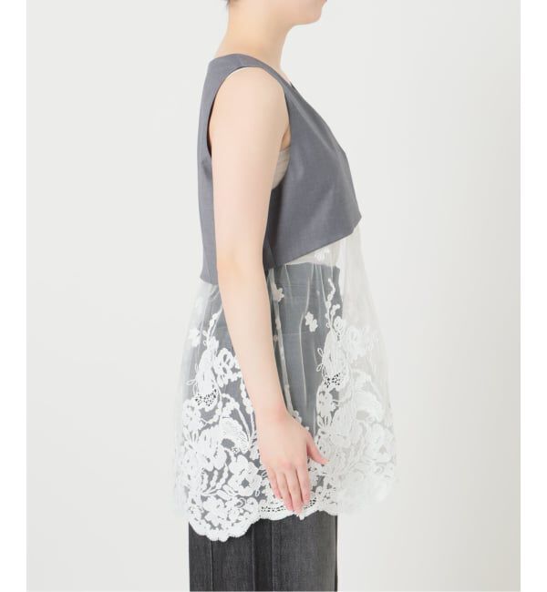 IENA LA BOUCLE「IENA LA BOUCLE チュールレースノースリーブベスト」|ベスト・ジレ|