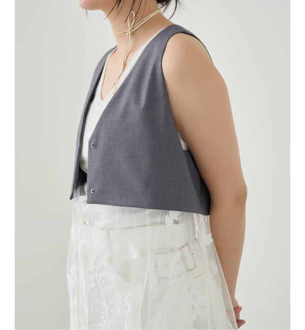 IENA LA BOUCLE「IENA LA BOUCLE チュールレースノースリーブベスト」|ベスト・ジレ|