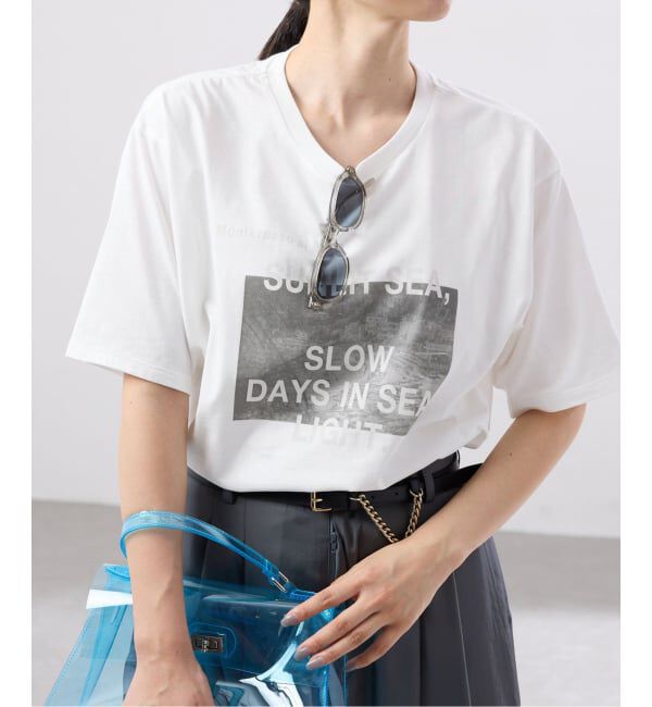 IENA「《WEB限定/追加予約》コットンフォトプリント ロゴTシャツ」|Tシャツ・カットソー|グレーA