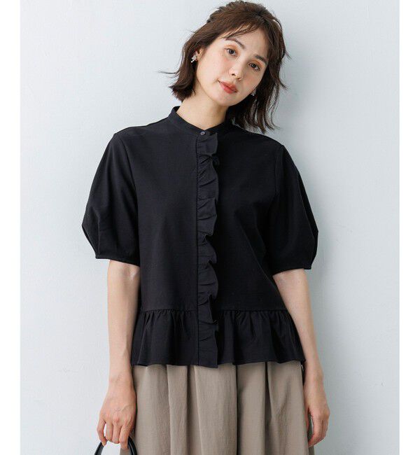 組曲「ツイルジャージーフリル 半袖カットソー」|Tシャツ・カットソー|
