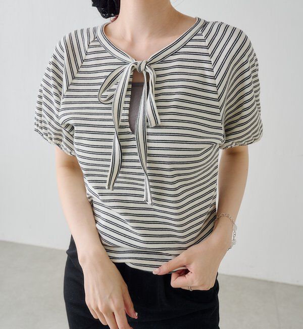  「ボウタイボーダーtee」|Tシャツ・カットソー|