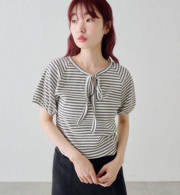  「ボウタイボーダーtee」|Tシャツ・カットソー|