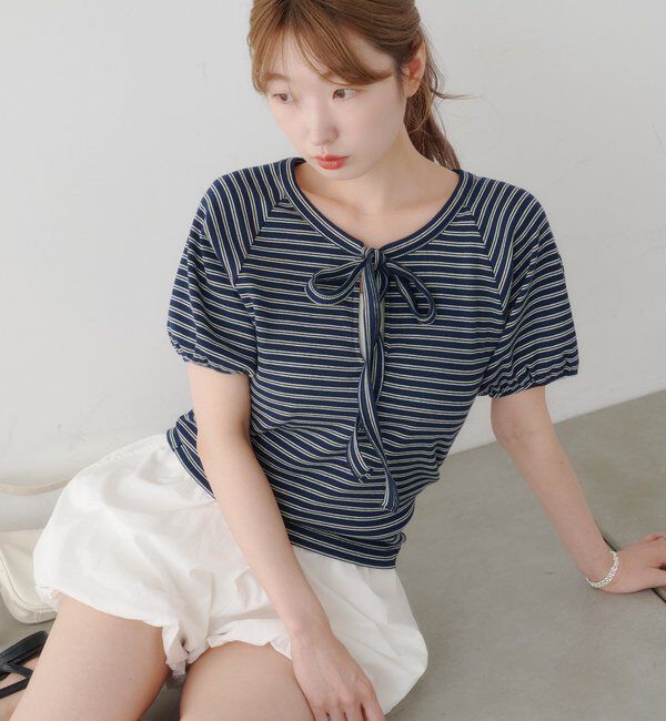  「ボウタイボーダーtee」|Tシャツ・カットソー|