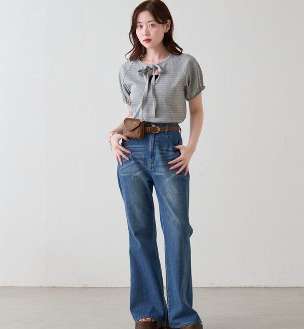 「ボウタイボーダーtee」|Tシャツ・カットソー|