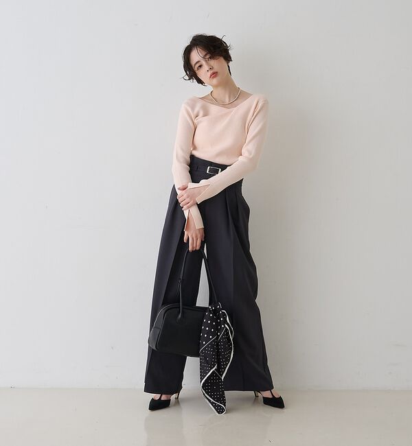 Rouge vif「【一部店舗限定】ドレープスリットスリーブリブニット」|ニット・セーター|
