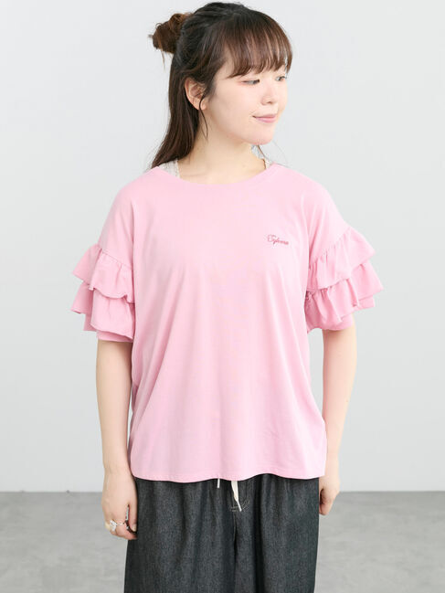 Samansa Mos2「【接触冷感/UVカット】フリル袖カットソー」|Tシャツ・カットソー|