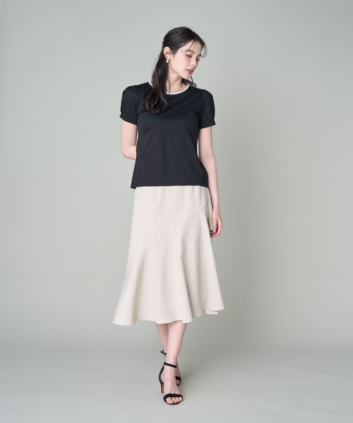 Maglie le cassetto「衿パールコンパクトTシャツ」|Tシャツ・カットソー|